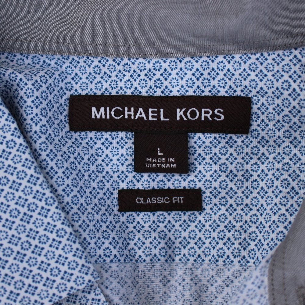 Michael Kors Men’s Classic Fit Long Sleeve Button Up Patterned Shirt Large - Picture 12 of 15